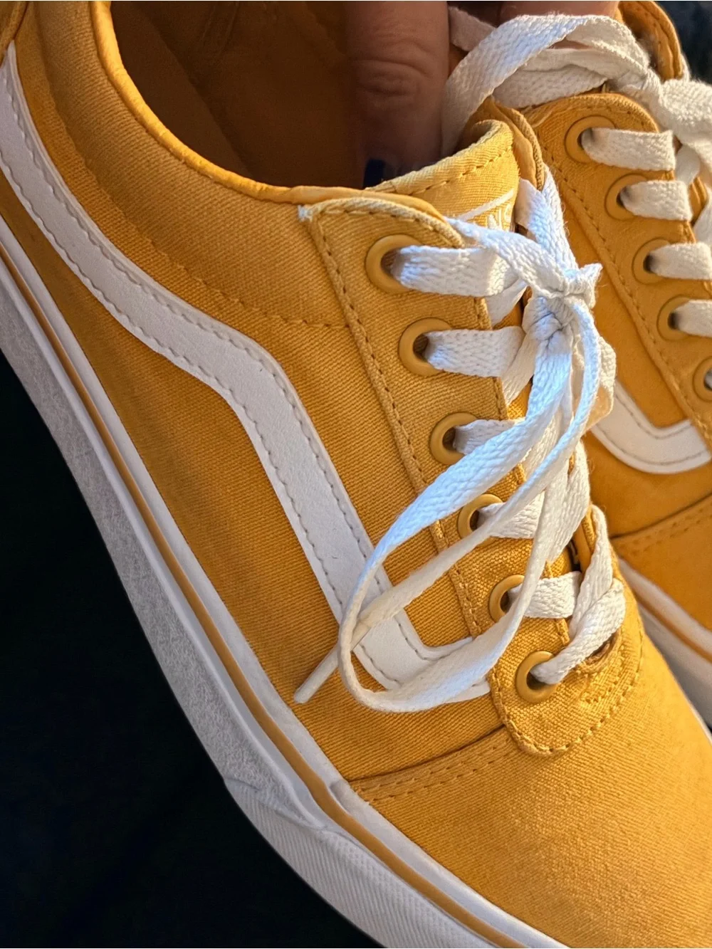 Vans Yellow Canvas Low-Top Sneakers with White Stripe
